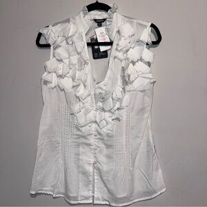 Chic White Ruffle Blouse